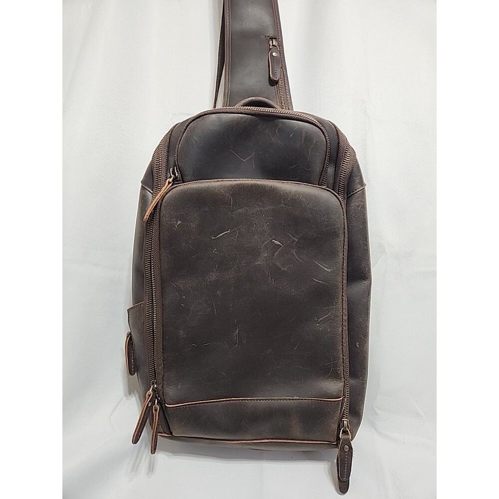 Unbranded Full Grain Leather Travel Sling / Shoulder Bag / Daypack